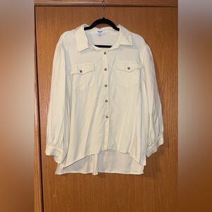 OAT New York 100% Lyocell Ivory Button Down Western Shirt